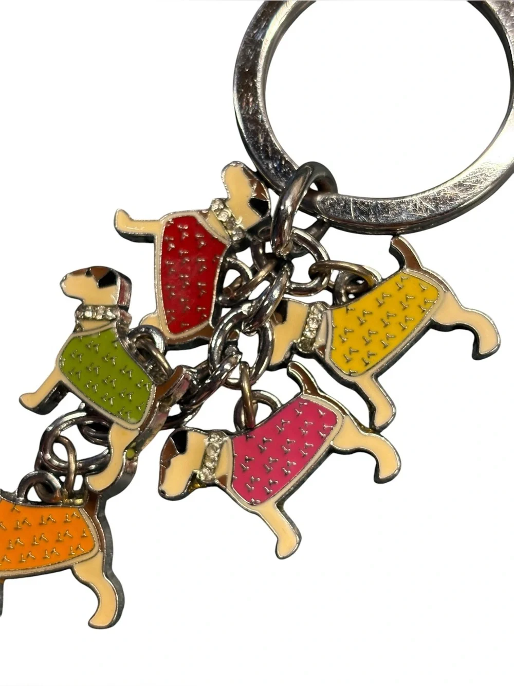 Vintage Coach Jack Russell Terrier Dog Keychain 5 Colorful Dog Charms
